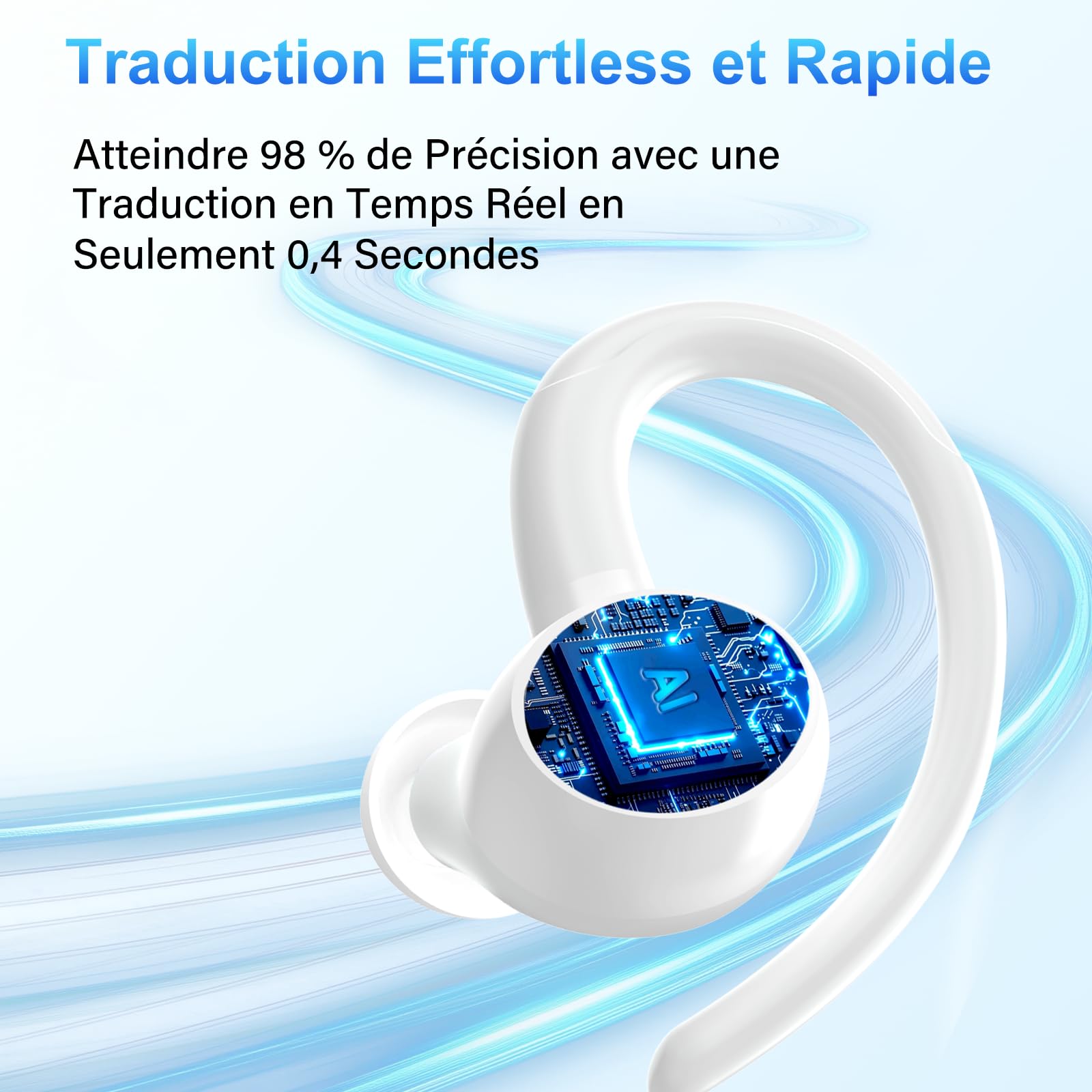 Traducteur Vocal Instantané -AI Écouteur Traducteur Instantané,Prend En