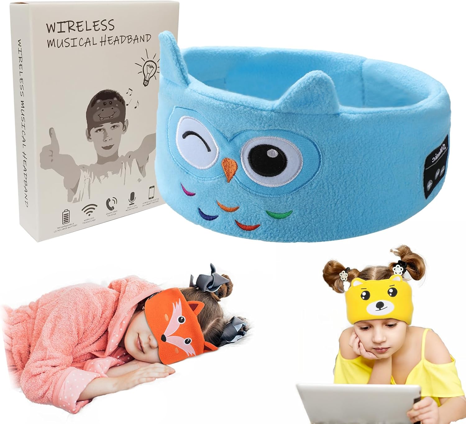 HANGBI Bluetooth Headband Headphones for Kids,Music Sleep Headband for Kids Combined