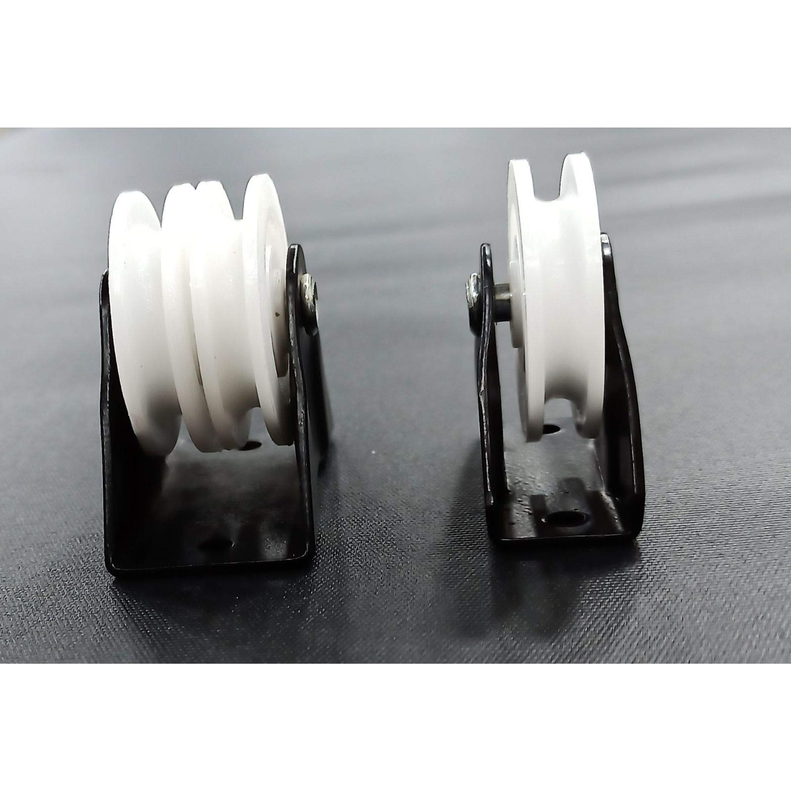 FAPBADRI Multipurpose Heavy Quality Single and Double Pulley for Cloth Drying Stand, MS Base with PVC Wheel, Screws & Wallplugs Included, White & Black, 1 Pair(Alloy Steel;Nylon) 4