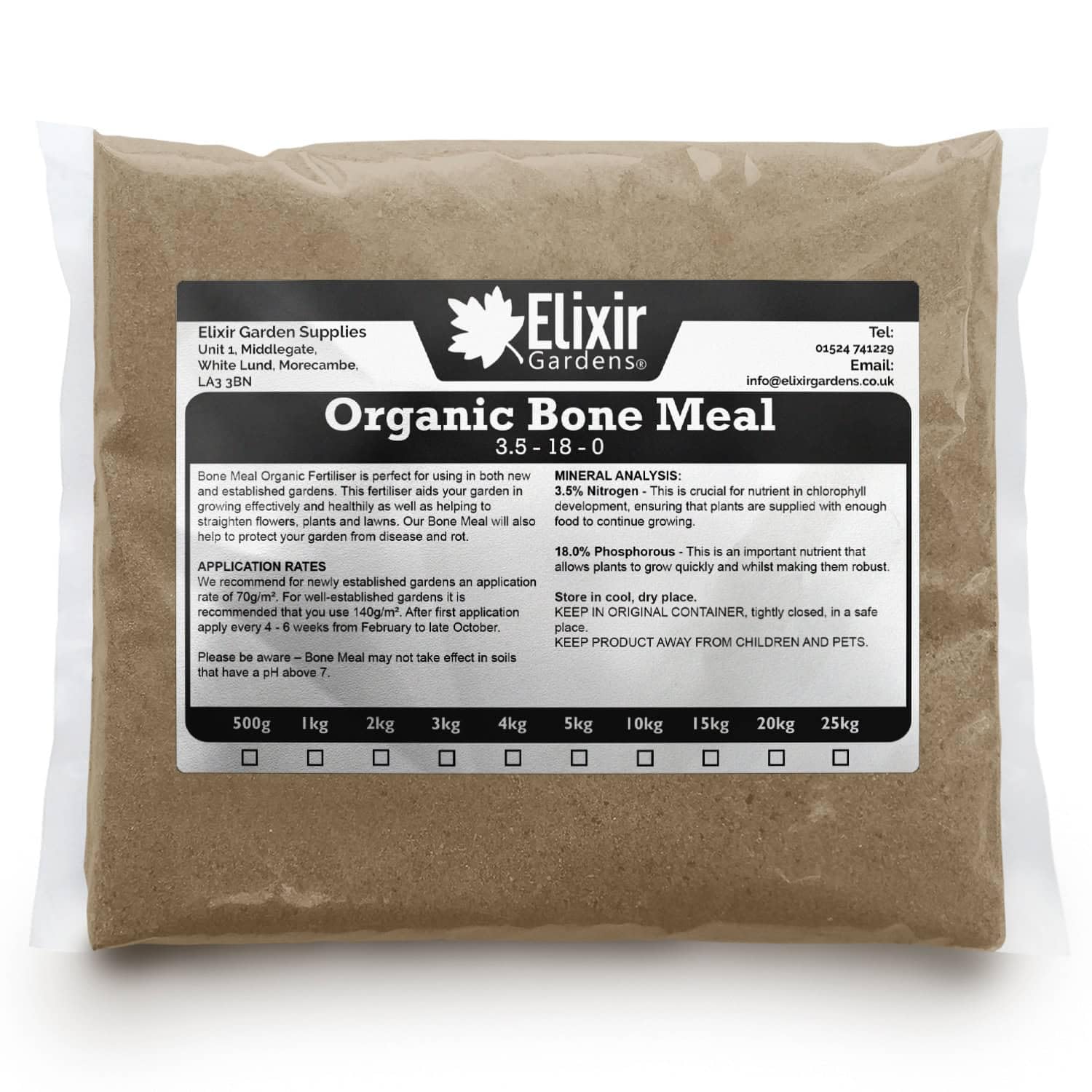 10kg Organic Bone Meal Plant Fertiliser | All-Purpose & All-Season Vegetable, Fruit & Flower Food