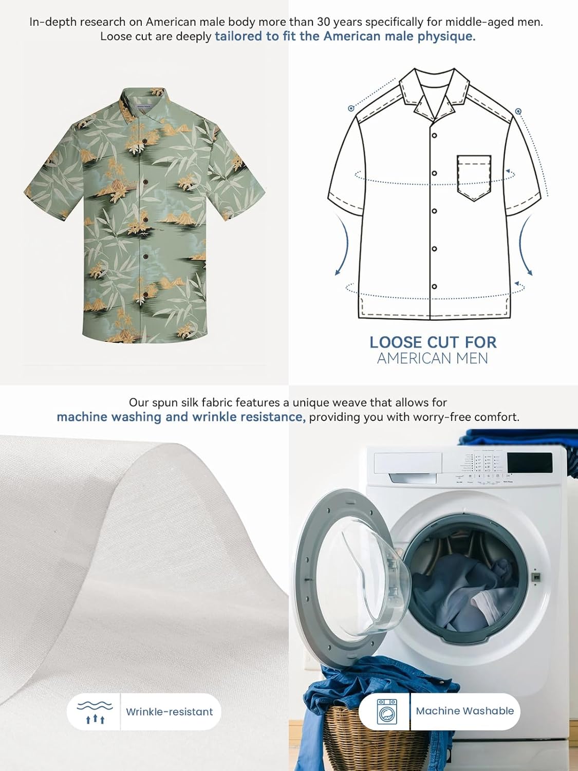 Men's Hawaiian Shirts Silk and Cotton Blend Button Down Short Sleeve Tropical Print Camp Shirts - Image 5