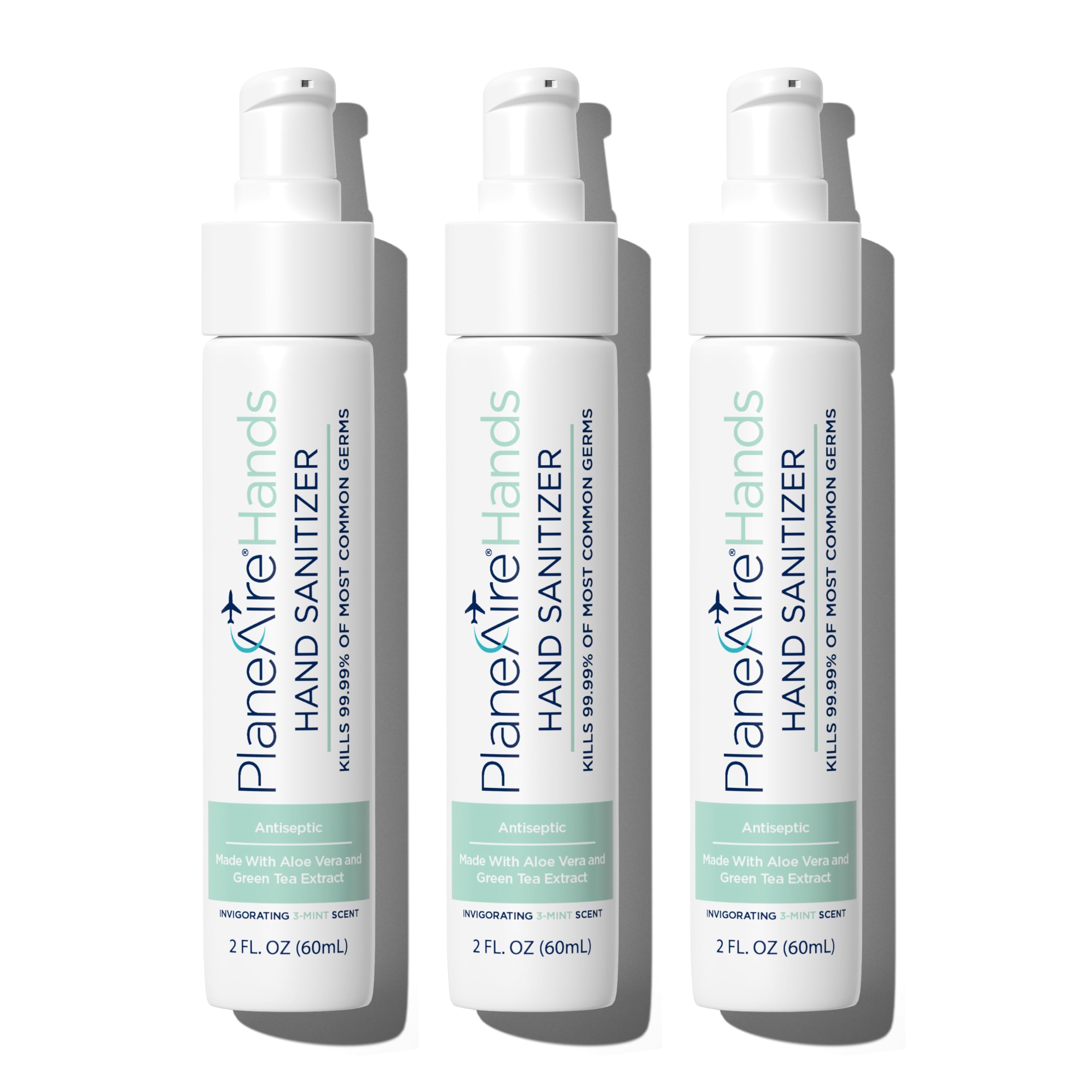 3-Mint Gel Hand Sanitizer | Soothing, Moisturizing, Hydrating | Travel Size | With Aloe Vera & Green Tea Extract | Mint Oil Blend with Peppermint