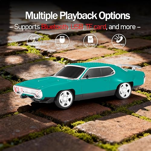 Miniatura 5 de WS-620 Classic Muscle Car Replica Altavoz Bluetooth - Portátil inalámbrico con sonido HD, emparejamiento estéreo TWS, luz de fiesta LED, soporte