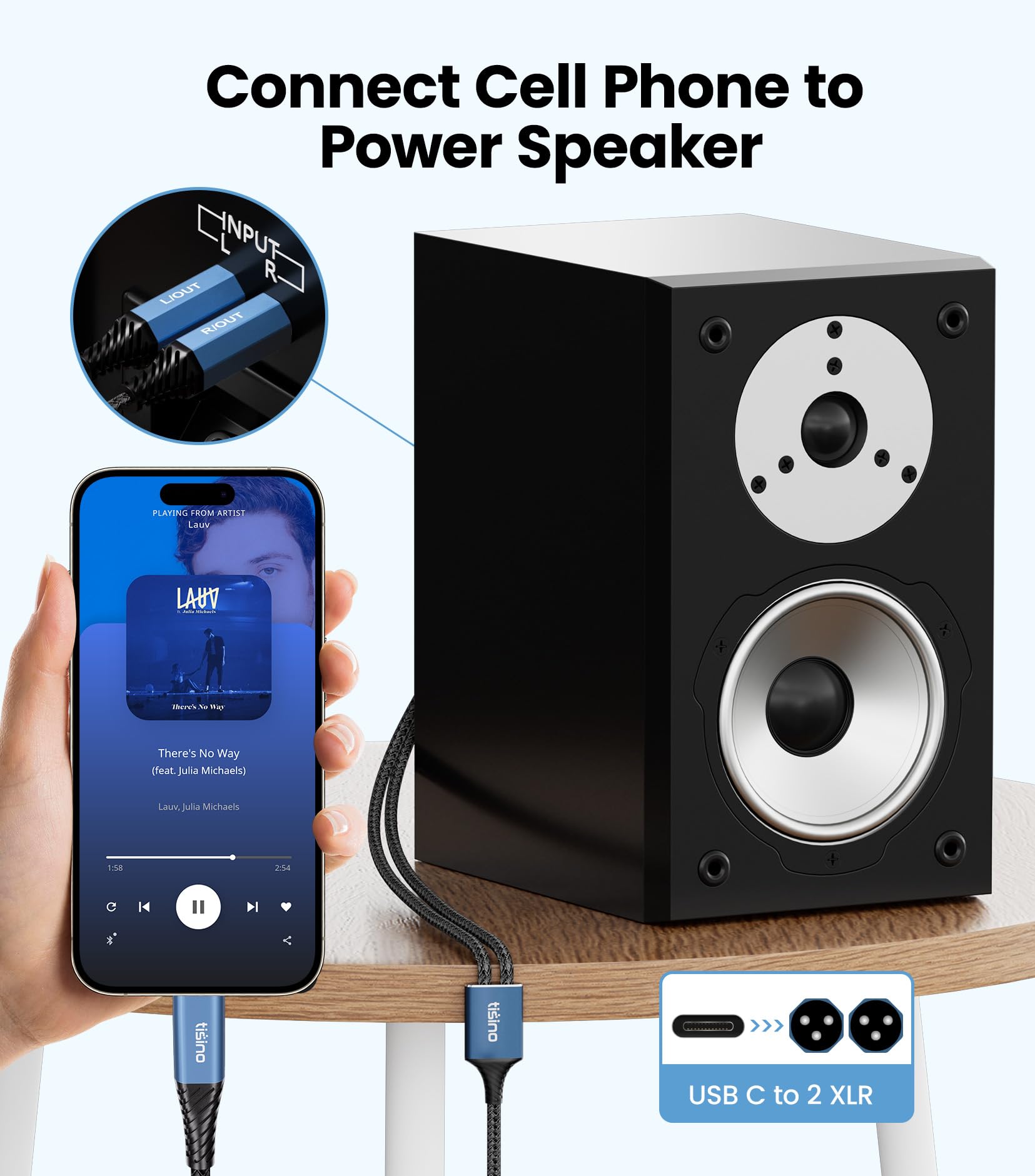 Tisino Cavo audio USB C a doppio XLR maschio（3m, cavo amplificatore di potenza stereo USB C a 2 XLR maschio per collegare il telefono cellulare all'altoparlante attivo/console mixer