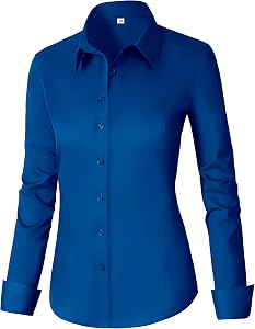 CUNLIN Womens Cotton Button Down Shirts for Women Fitted Long Sleeve Formal Dress Shirt Work Blouses Tops