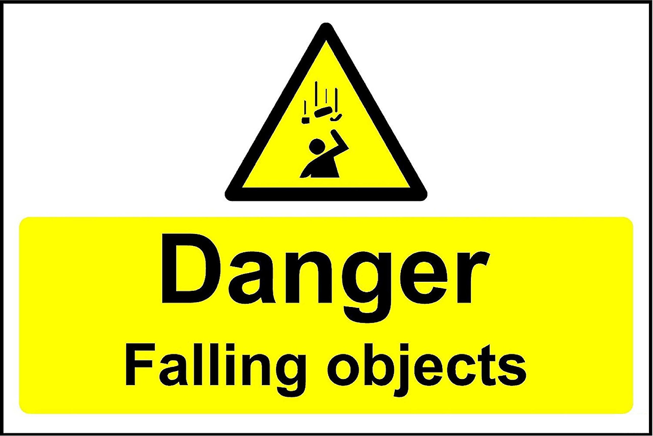 Danger falling objects safety sign - 3mm Aluminium sign 300mm x 200mm