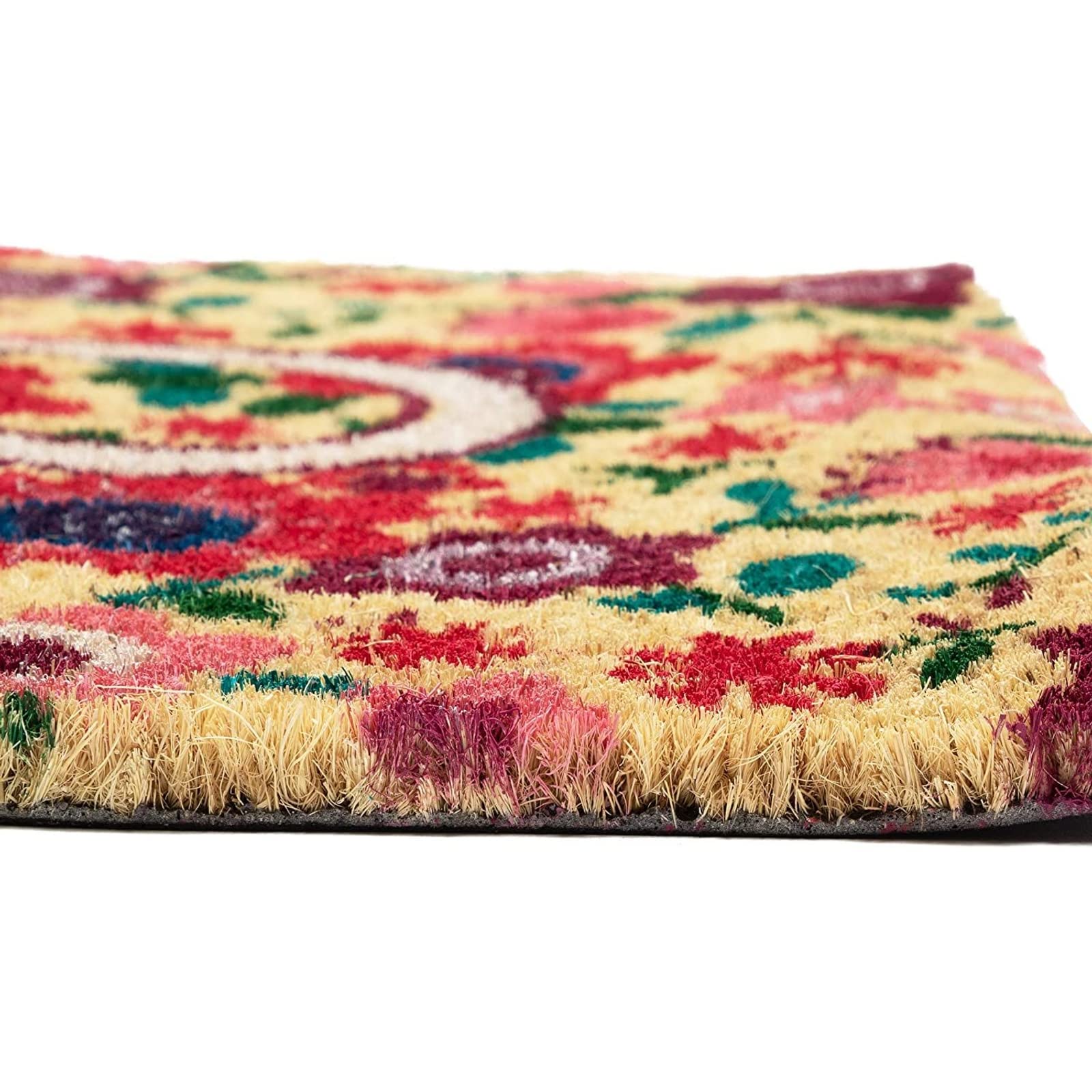 Juvale Paillasson en fibre de coco avec fleurs Motif floral Hello 76,2 x 43,2 cm