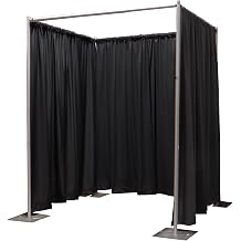 OnlineEEI, Pipe and Drape Photo Booth Enclosure Kit, 7ft 10in Tall, 4-7ft Per-Side Width, Black Fabric