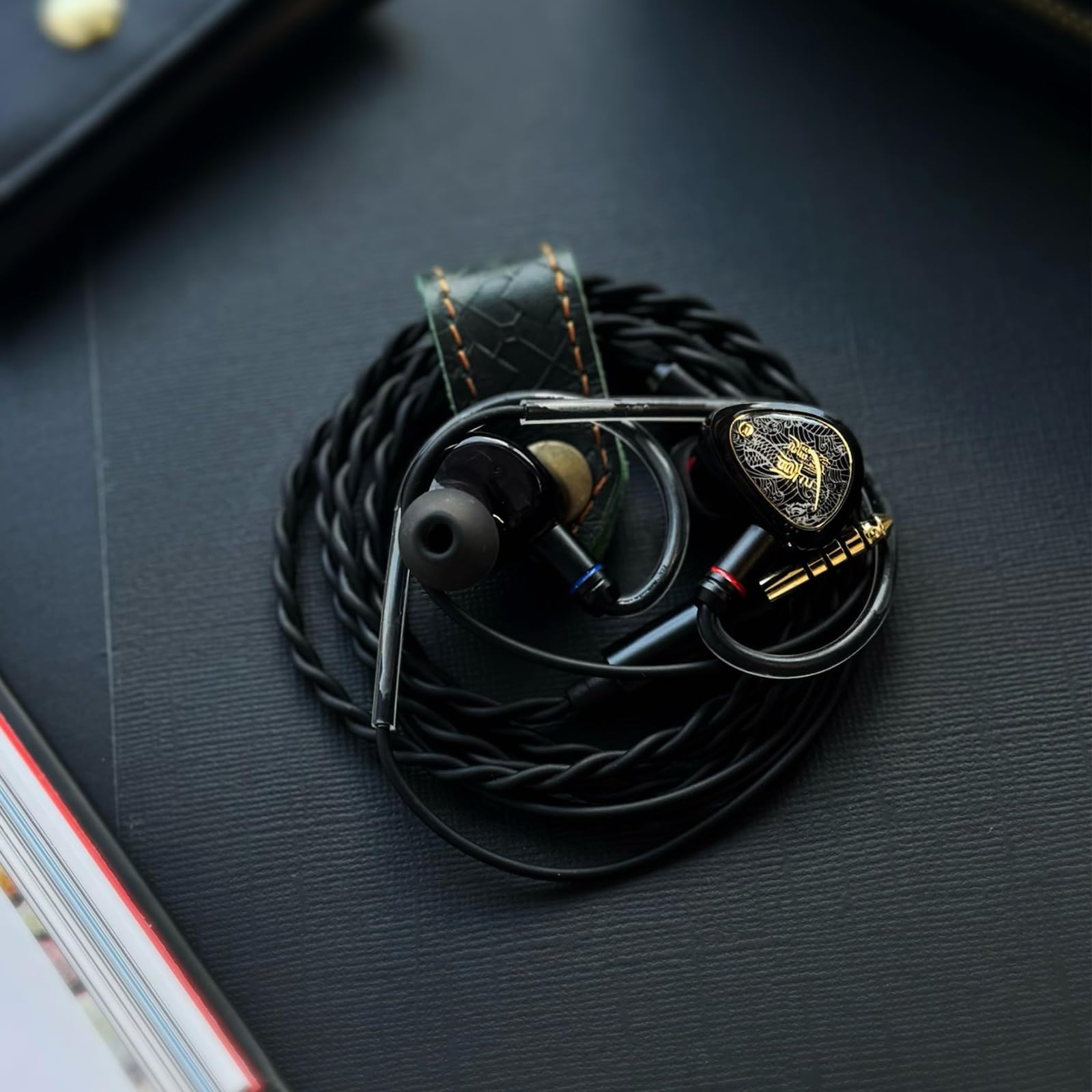 TANGZU Wan'er II S.G IEM der 2. Generation IEM mit PET-Membran, 10 mm, dynamischer Treiber, flach, 2-polig, abnehmbar, OFC, versilbert, Upgrade-Kabel, In-Ear-Kopfhörer, Schwarz, 4,4 mm, kein