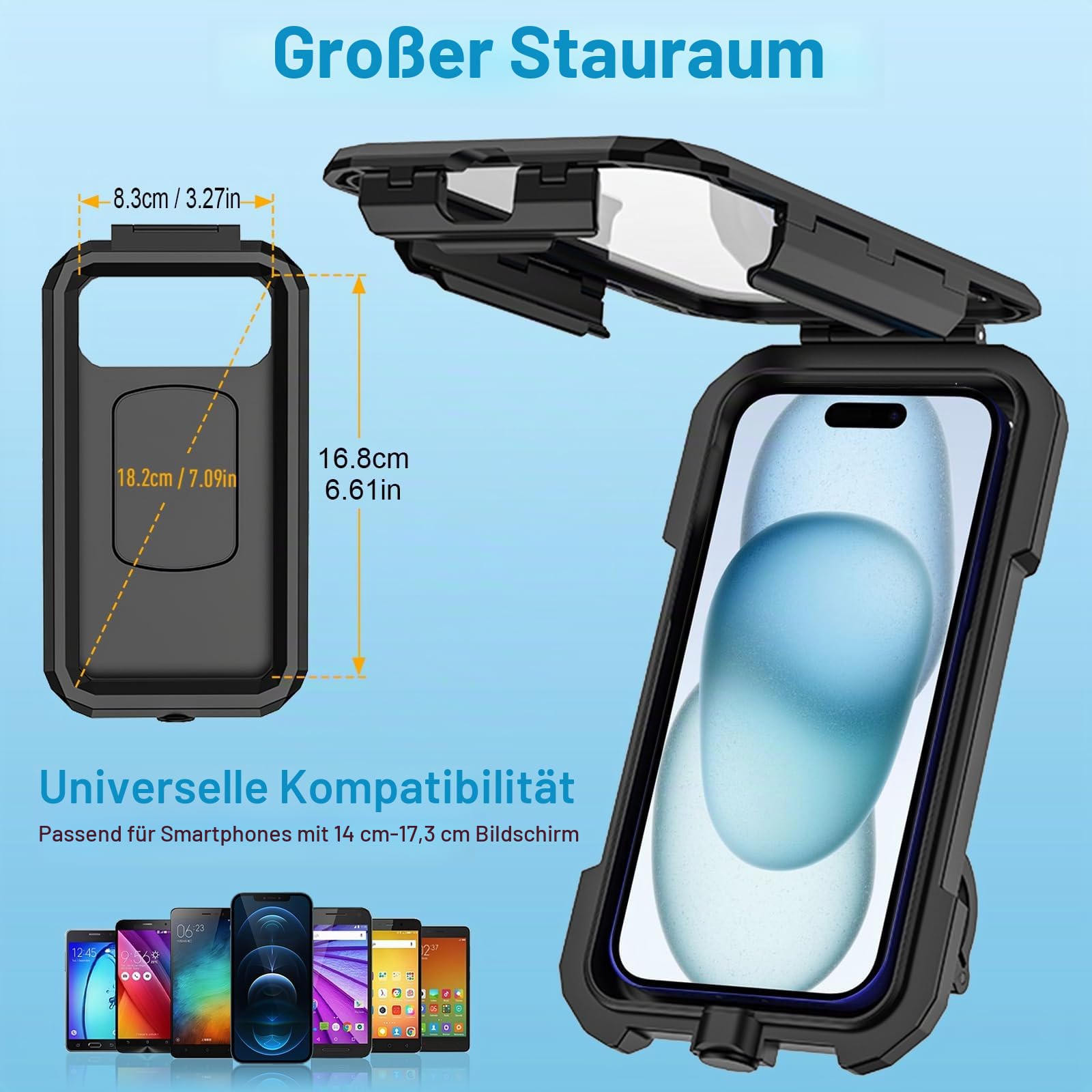 Motorrad Handyhalterung Wasserdicht Handy Halterung Fahrrad Universal 360° Drehbaren Anti-Vibration Motorrad Scooter Handyhalter Fahrrad Lenker für 5.5-6.8''