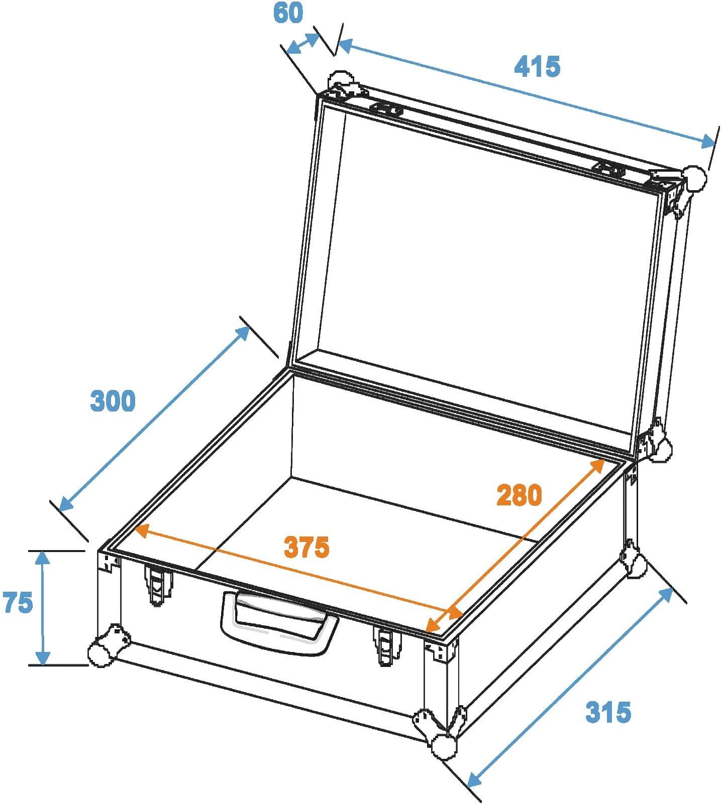 ROADINGER Universal-Koffer-Case FOAM GR-5 schwarz | Flightcase mit flexibler Schaumeinlage und 375 x 285 x 70 mm (Innenmaße)