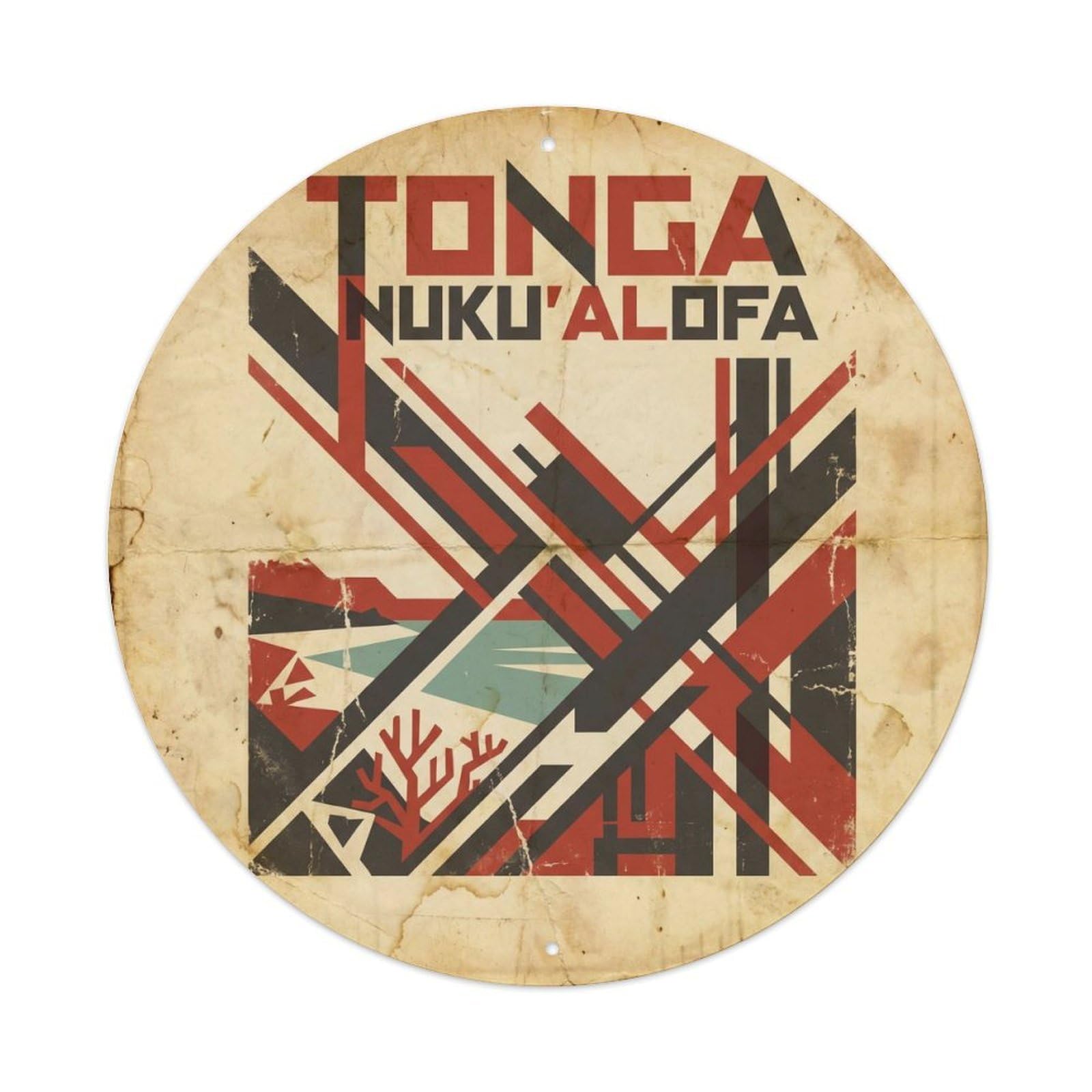 Tonga Nukualofa Polynesia Island Geometric Metal Tin Sign
