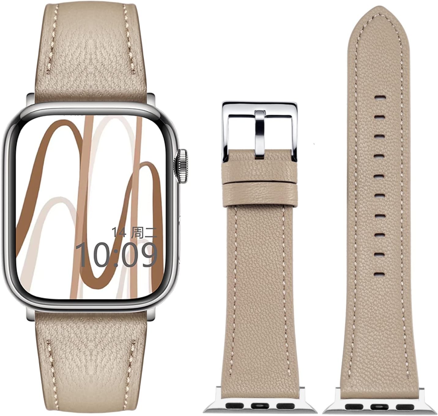 Moran Leather Bands Compatible with Apple Watch Band 49mm 45mm 44mm 42mm 41mm 40mm 38mm, Top Grain Leather Sheepskin Strap Thin Wristband for iWatch Ultra Series 8 7 6 5 4 3 2 1 SE/SE 2