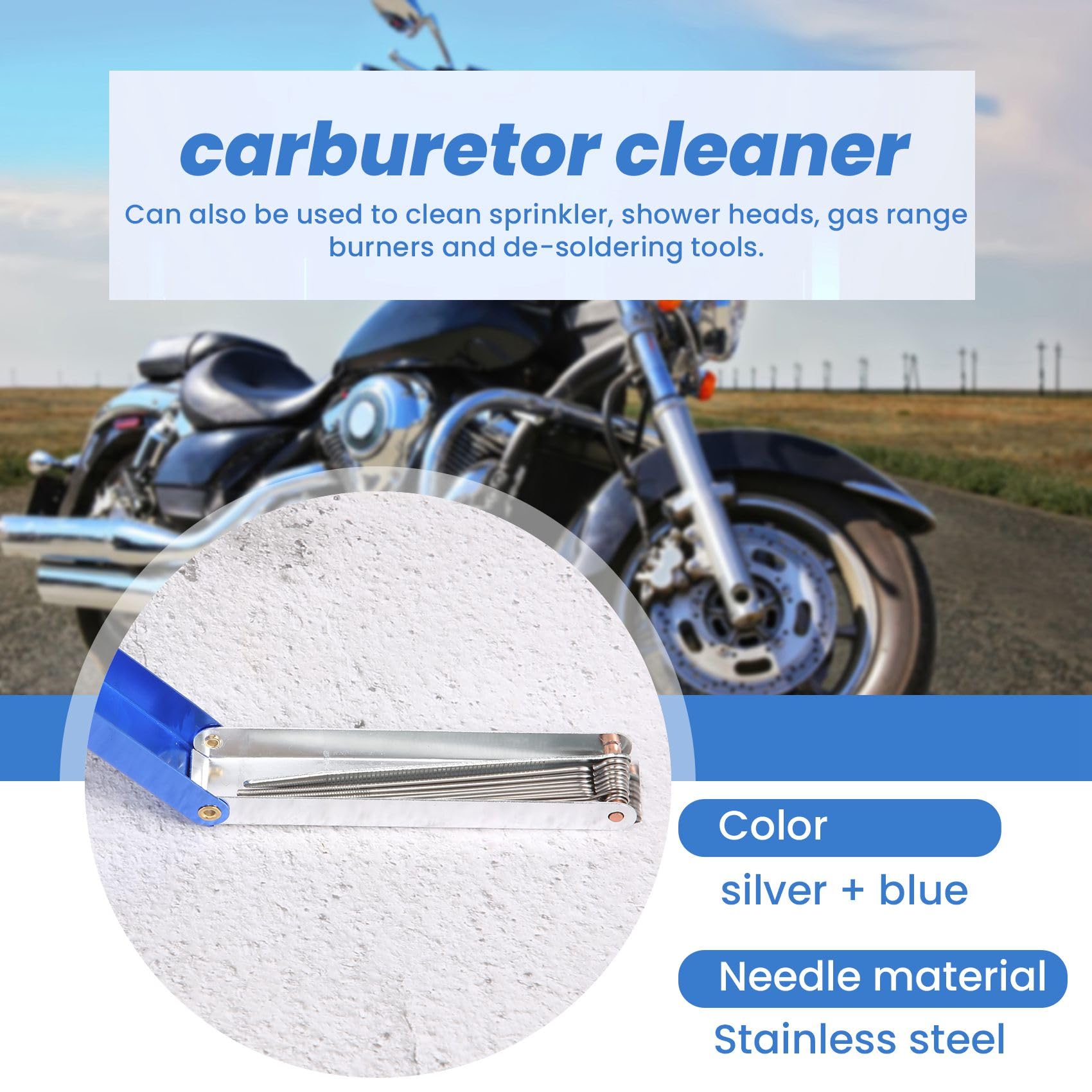 1 unids Carburador largo Jet herramienta de limpieza 13 alambre acetileno cobre punta limpiador ATV soldador motocicleta carburador herramienta de limpieza Herramientas de limpieza Aguja limas