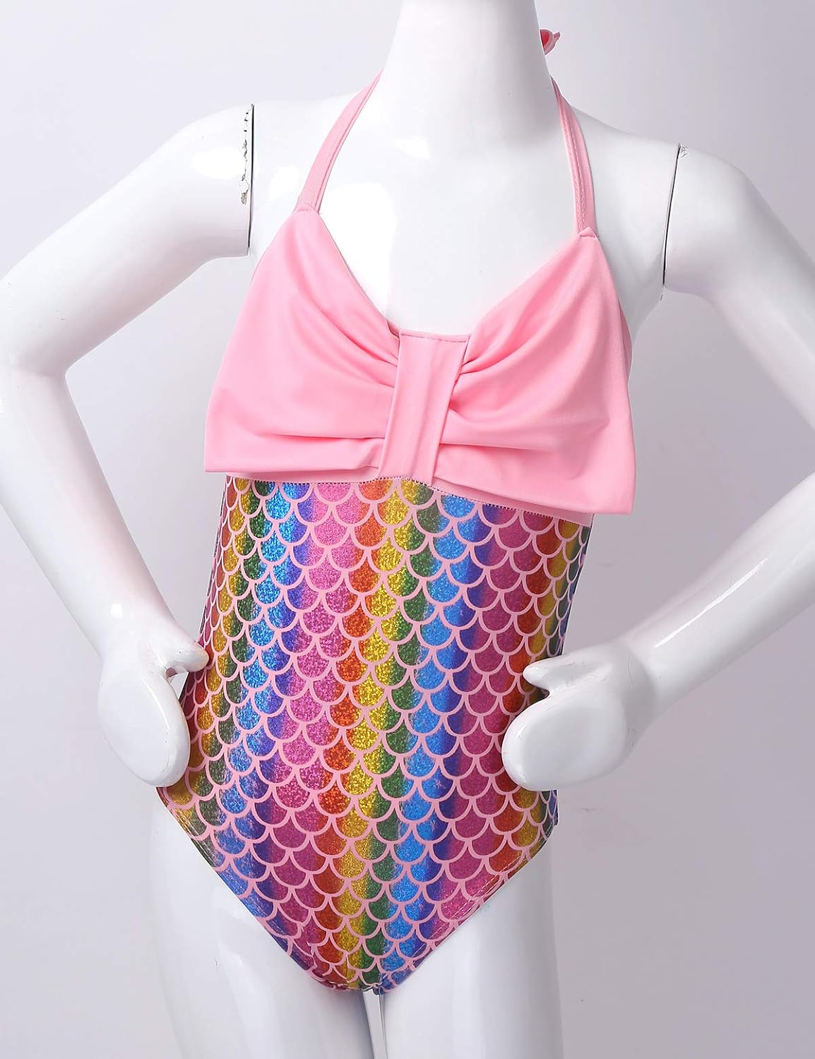 Alvivi Baby Infant Girls Mermaid Fish Scale Swimsuit Swimwear One Piece Halter Bowknot Bikini Bathing Suit