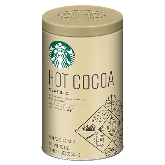 Starbucks Classic Hot Cocoa Mix 30 Ounce (1.87 lbs.) Tin (2 Pack)