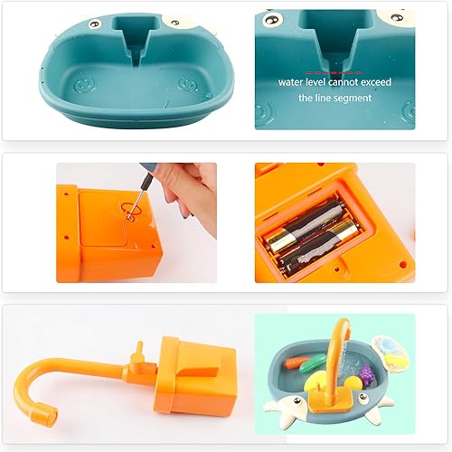 Miniatura 3 de Ruibytree Play Kitchen Fregadero de juguete juguetes de agua para niños con lavavajillas electrónico utensilios de juego de fingir accesorios y