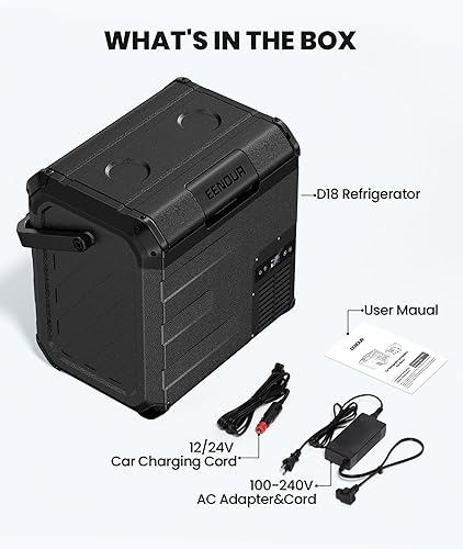 Miniatura 9 de EENOUR D18 - Refrigerador de coche de 19 cuartos  18 litros y 12 V con batería desmontable - Congelador de automóvil alimentado por energía