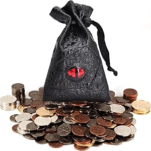 DND Metal Coins Set of 60 with Leather Pouch