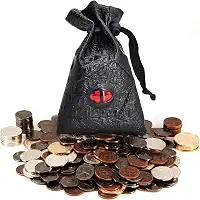 Conjunto de 60 moedas de metal DND com bolsa de couro – fichas de jogos, tesouro pirata, acessórios e adereços para jogos de tabuleiro, Dungeons and Dragons, RPGs de mesa e LARP