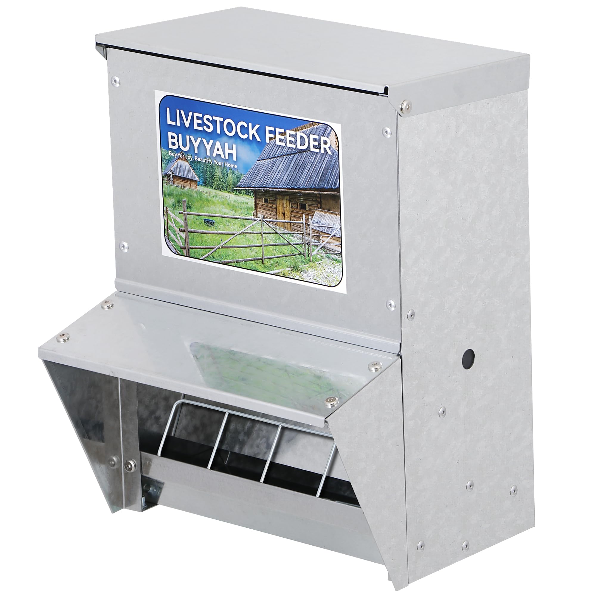 Comedero automático para pollos, capacidad de 30 libras, comedero de metal galvanizado para aves de corral, comedero impermeable para pollo, apto para aves de corral, gansos, codornices,
