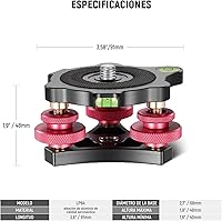 Vista 7 de NEEWER Nivelador de cámara con base de nivelación de cabeza de trípode, aleación de aluminio de grado aeronáutico de 3 ejes, rosca de 3/8 pulgadas