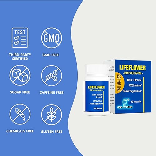 Miniatura 9 de Lifeflower, 100% natural, suplemento de hierbas para el cerebro juvenil, apoya el sistema cerebrovascular, mejorar la memoria, 30 cápsulas