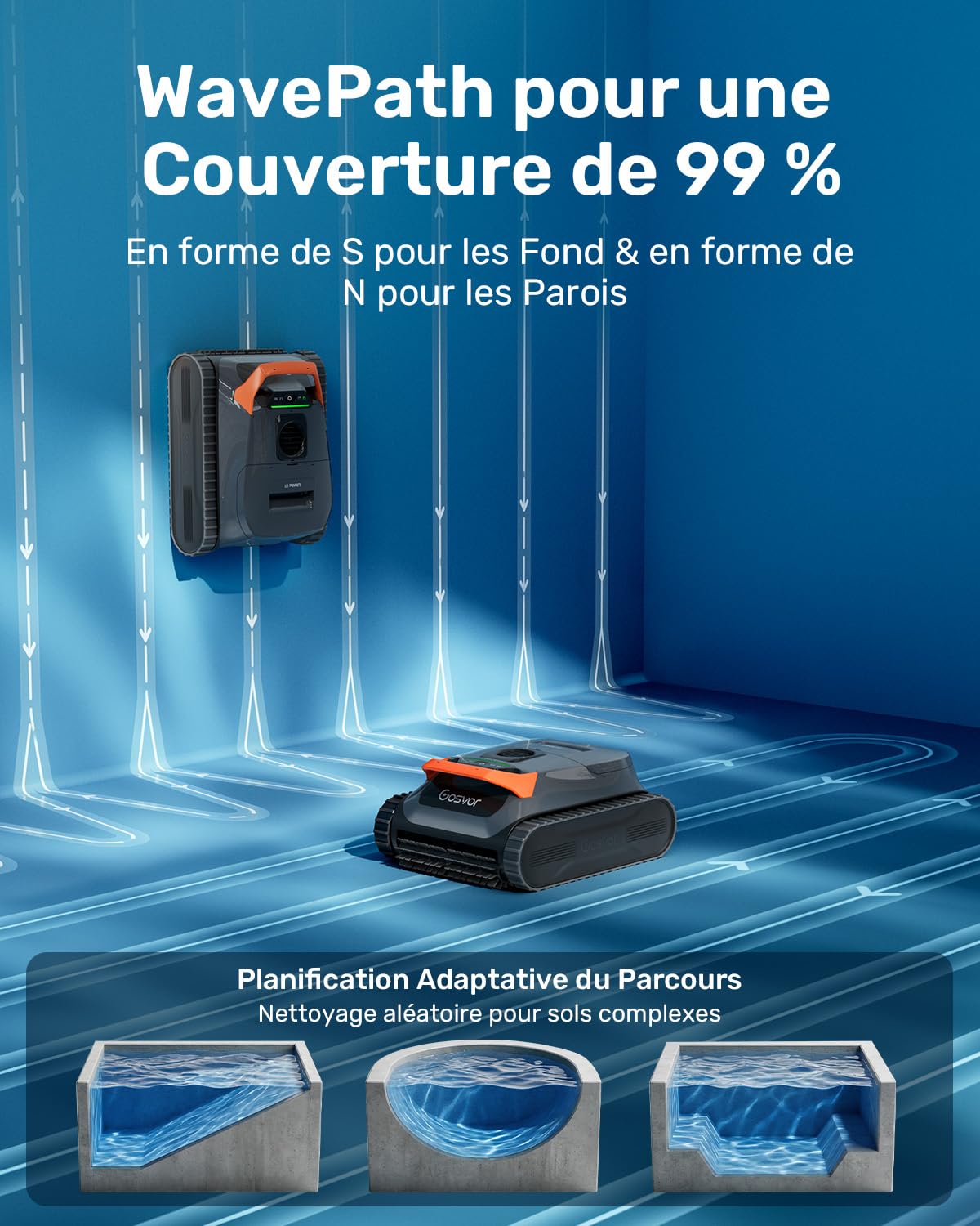 (2026 Nouveau) Gosvor LiteVac G1 Robot Piscine Fond et Parois, 6,9 kg Ultra Léger, Jusqu’à 200 Min d’Autonomie, Double Filtration, Navigation Intelligente & App, pour Piscines Jusqu’à 200 m²