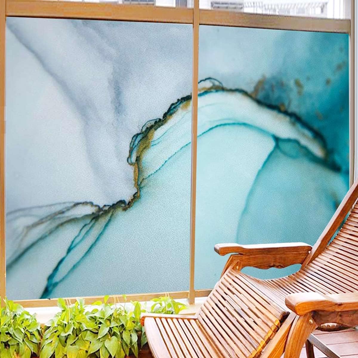 Multicolor Window Film Stained Glass Film Frosted Privacy Window Decal Decorative Window Cling No Glue Removable Window Stickers Cloudy Hazy Crack Lines Privacy Film 31.5Wx47.2L-inch x2 Pcs