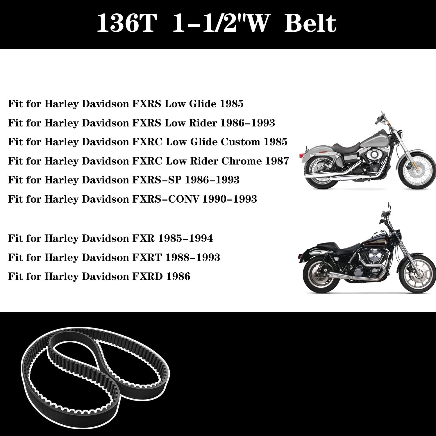 Correa De Transmisión Trasera 136T 1-1/2 Para Harley Davidson 1985-1996 – Nueva CNPAPC