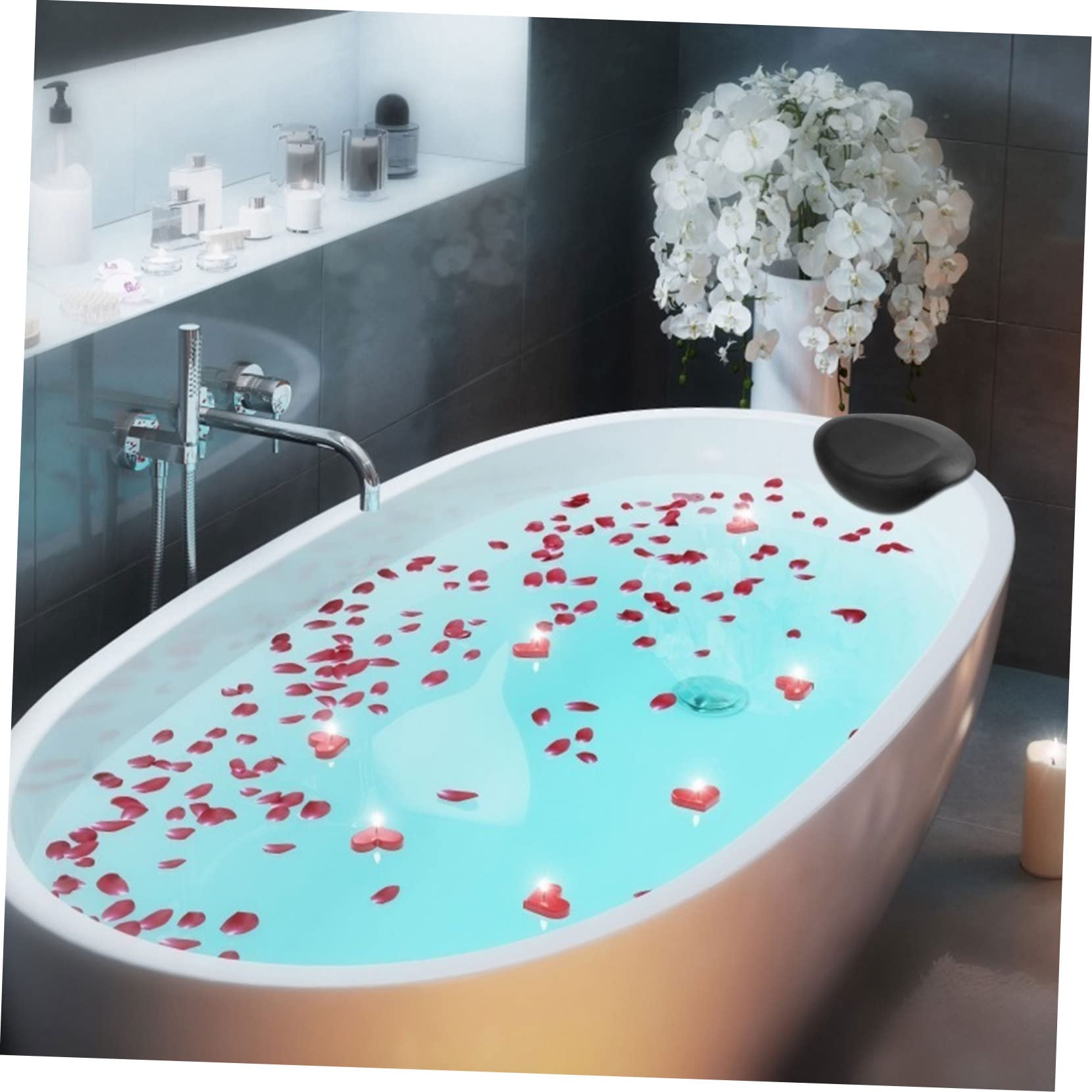 BESTYASH Cuscino Bagno con Ventose Antiscivolo per La Materiale e Adattabile Vasche e Spa Comfort Ogni Occasione