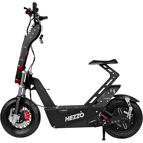 HEZZO® 10000W Powerful Motor Electric Scooter Adults, 72V 50Ah Battery, 56MPH, 75Miles Range Escooter with Seat, 16" Off-Road Tires, Foldable Hydraulic Brakes & Dual Suspension - All-Terrain Dominator