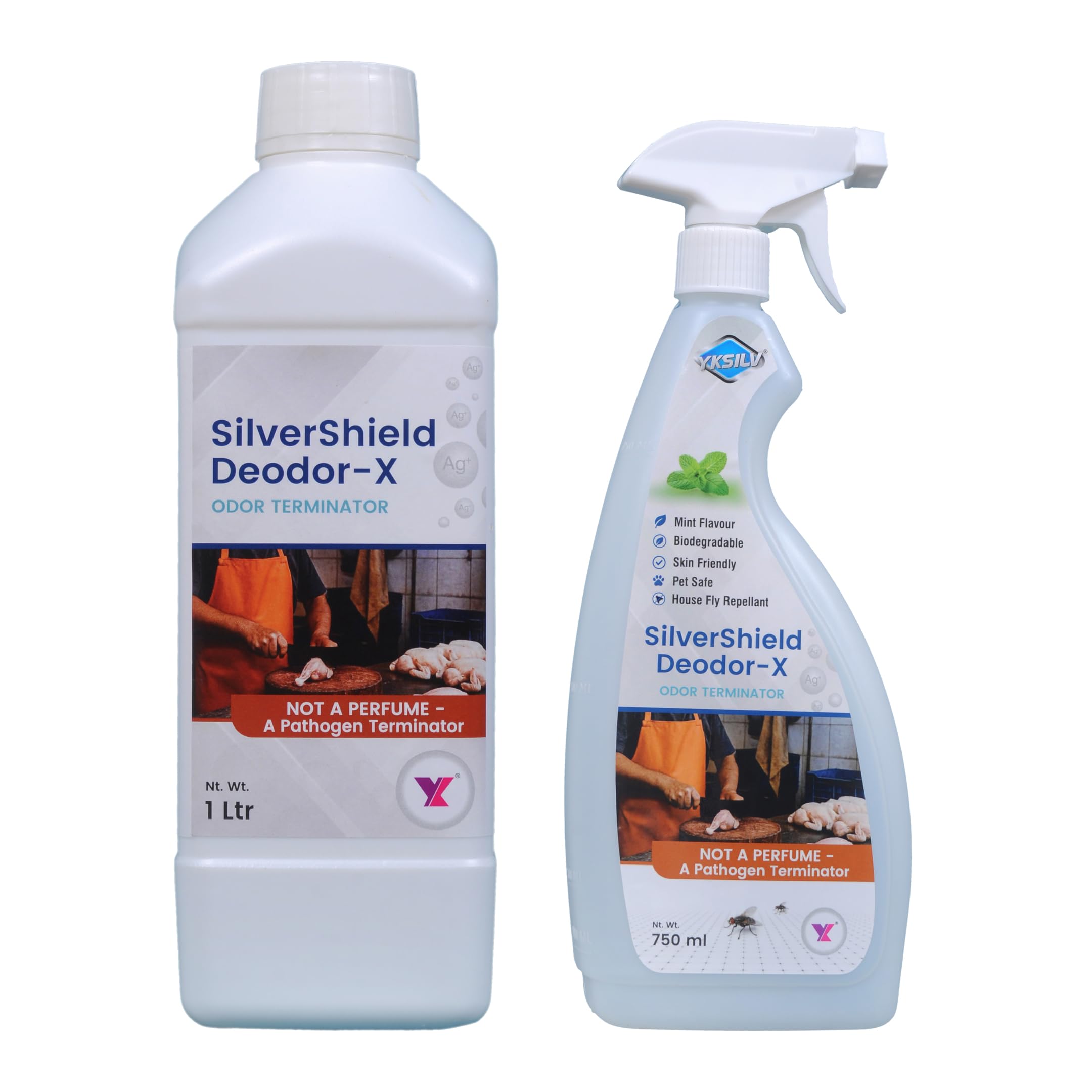 YK Laboratories Silvershield Deodor-X Odour Terminator For Commercial Kitchens & High Load Areas - 1L