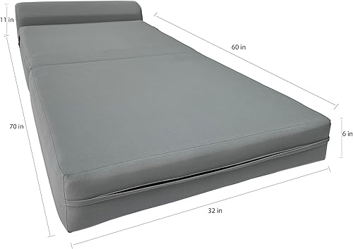 Miniatura 2 de Sofá cama plegable color gris de espuma, 6 pulgadas. Grosor x 32 pulgadas, ancho x 70 pulgadas. Cama de Invitados, cama plegable con espuma de alta