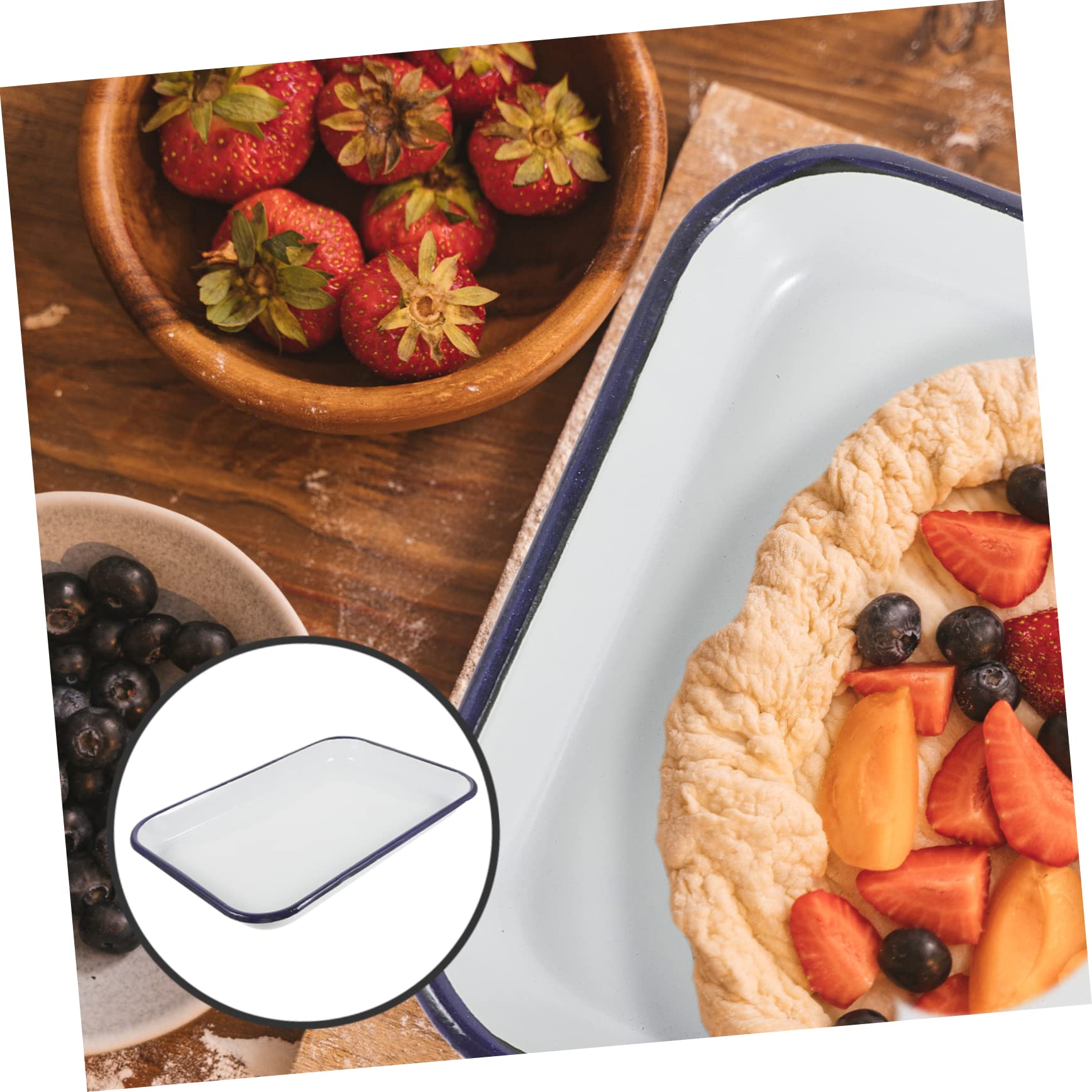 Bandeja Resistente al Desgaste para Hornear Rectangular de Esmalte y Ligera para Verduras al Horno y Uso en Refrigerador