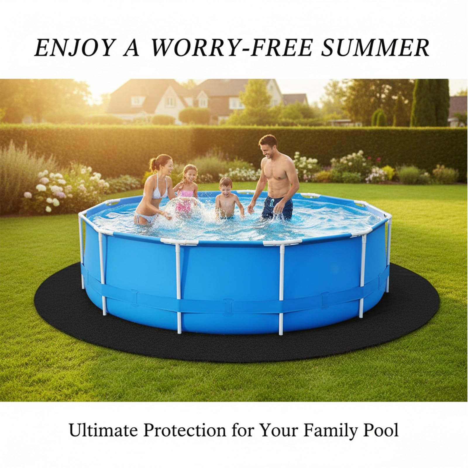 Base redonda para piscina, resistente lona de suelo para piscinas desmontables y jacuzzis, protección de suelo para exteriores para prolongar el revestimiento de la piscina, protección de suelo