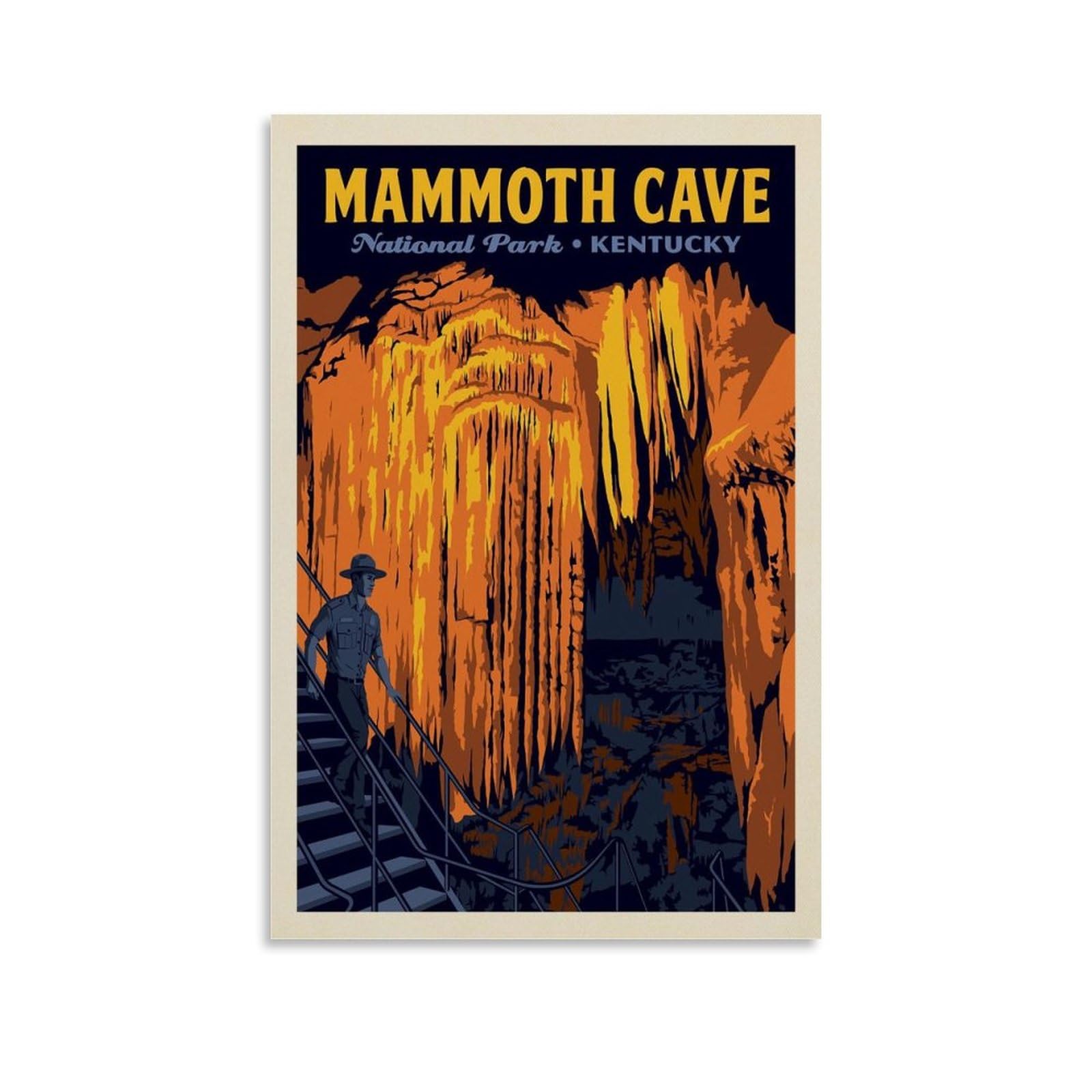 ALECH Mammoth Cave National Park Frozen Niagara Vintage Travel Poster Decorative Painting Canvas Wall Art Picture Print Decor 08x12inch(20x30cm)