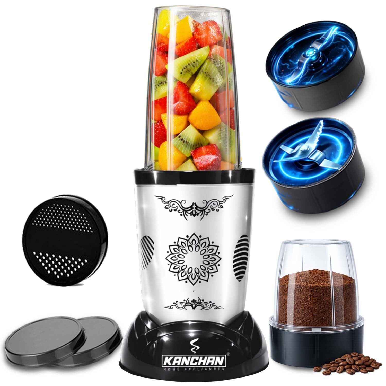 Nutri Blender Mixer Grinder (2 Jar, 2 Blades) - Smoothie Maker, Blender for Baby Food, Purees, Spices, Energy Efficient 450W Copper Motor, Nutriblend for Wet & Dry, (Jar 500ml,300ml) (Silver, 2 Jar)-image-33