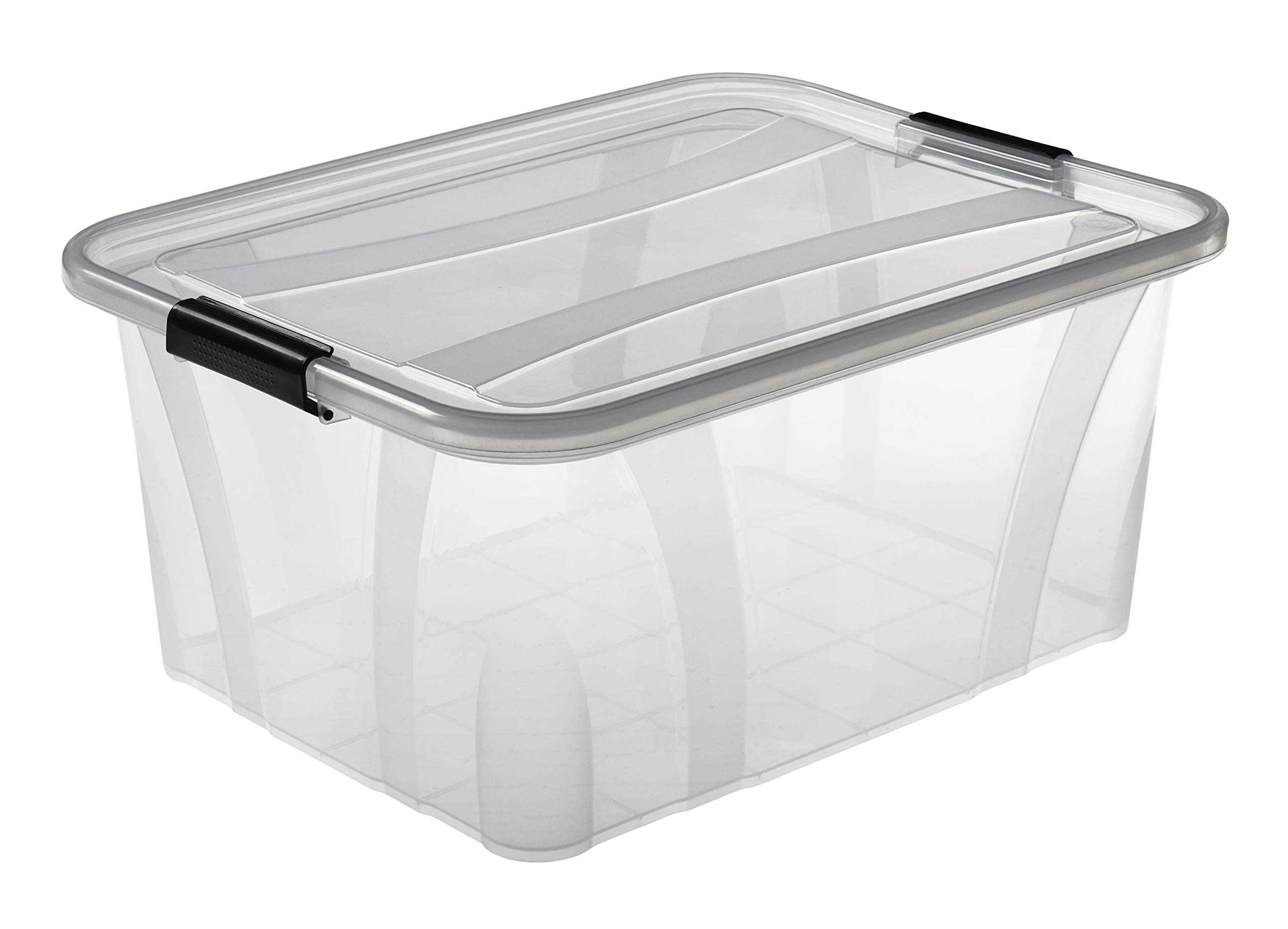 Logiplast 5 Stück Aufbewahrungsbox transparent 32 Liter mit Deckel und Klickverschluss 510 x 385 x 230 mm