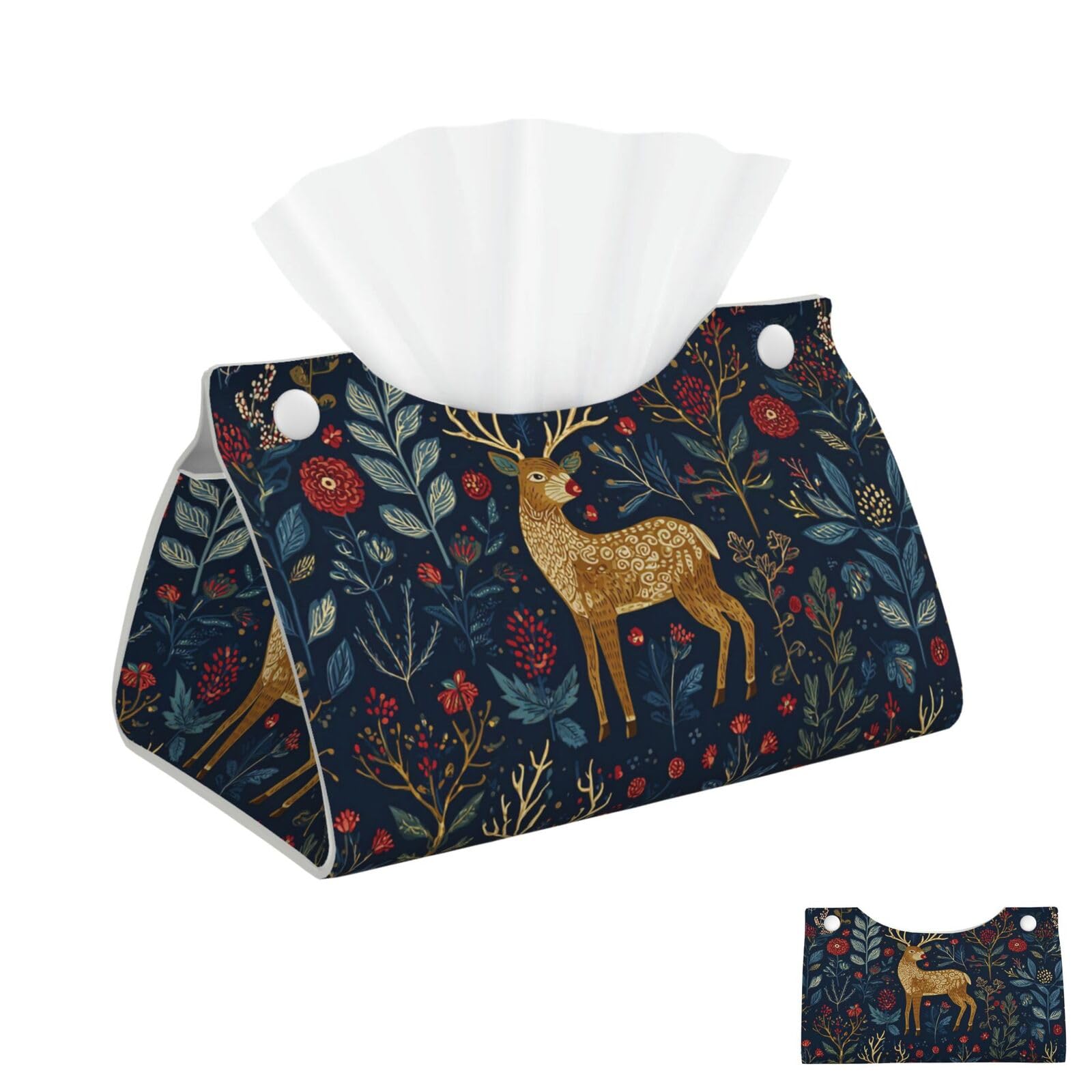 Christmas Deer Pattern Tissue Box Cover Square Cube Boxes
