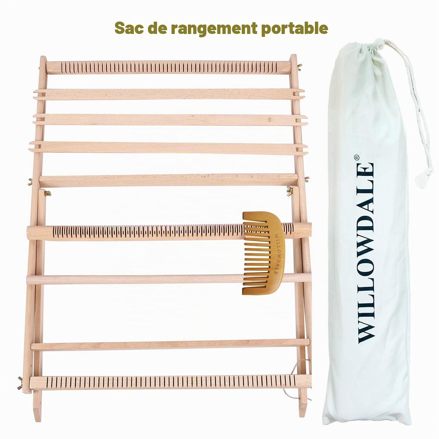 WILLOWDALE Kit de métier à tisser avec support, 64 x 49 cm (H x l) pour adultes, cadre extra large, développe la créativité pour les débutants