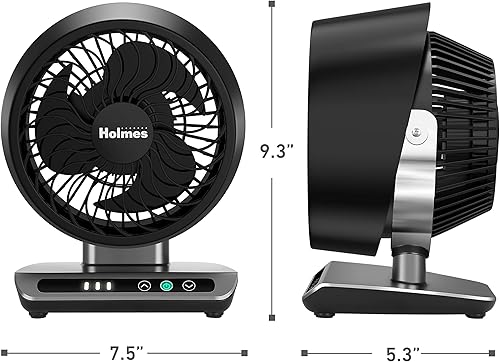 Miniatura 8 de HOLMES Blizzard - Ventilador digital de circulación de aire de 6 pulgadas, 3 velocidades, inclinación de cabeza ajustable de 90, control táctil