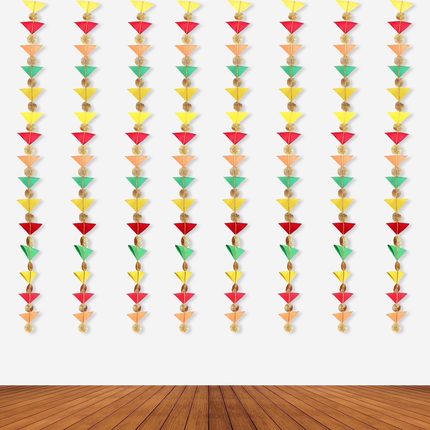 Party Propz Handmade Triangle Hangings For Decoration - 8 Pcs, 4.5ft, Haldi Decoration Items for Home, Mehendi Decoration Items, Rajasthani Hanging Latkan For Home Decoration, Festival Decoration(MDF) (B0CL714VR6) Amazon Price History, Amazon Price Tracker