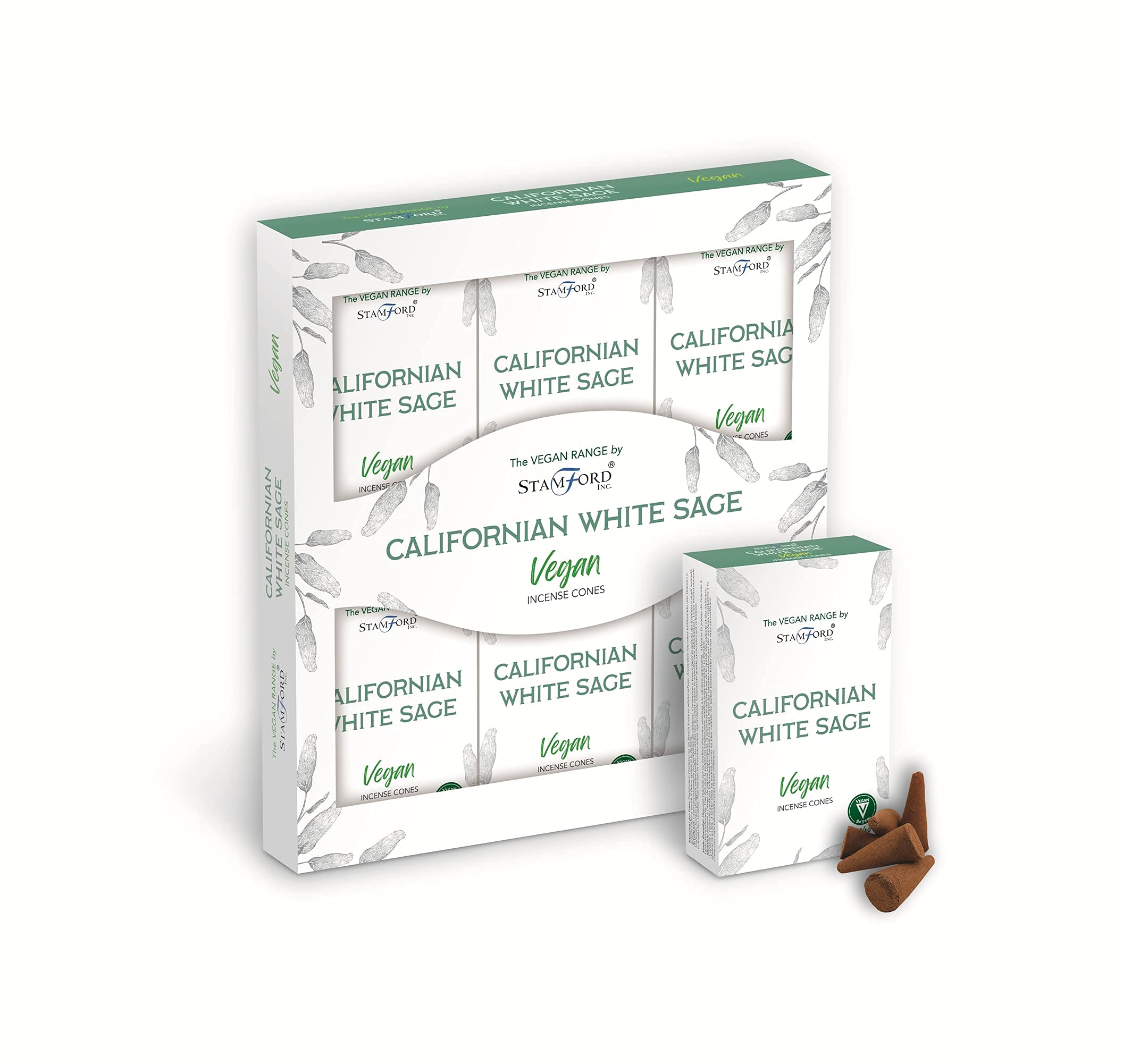 Stamford Inc. White Stamford Vegan Rich Musk Incense Cones-90 Cones (Californian Sage)