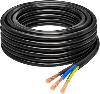 10m Stromkabel Schwarz 3x0,75 mm² 3-adrig H03VV-F PVC Elektrokabel flexible Schlauchleitung Kabel