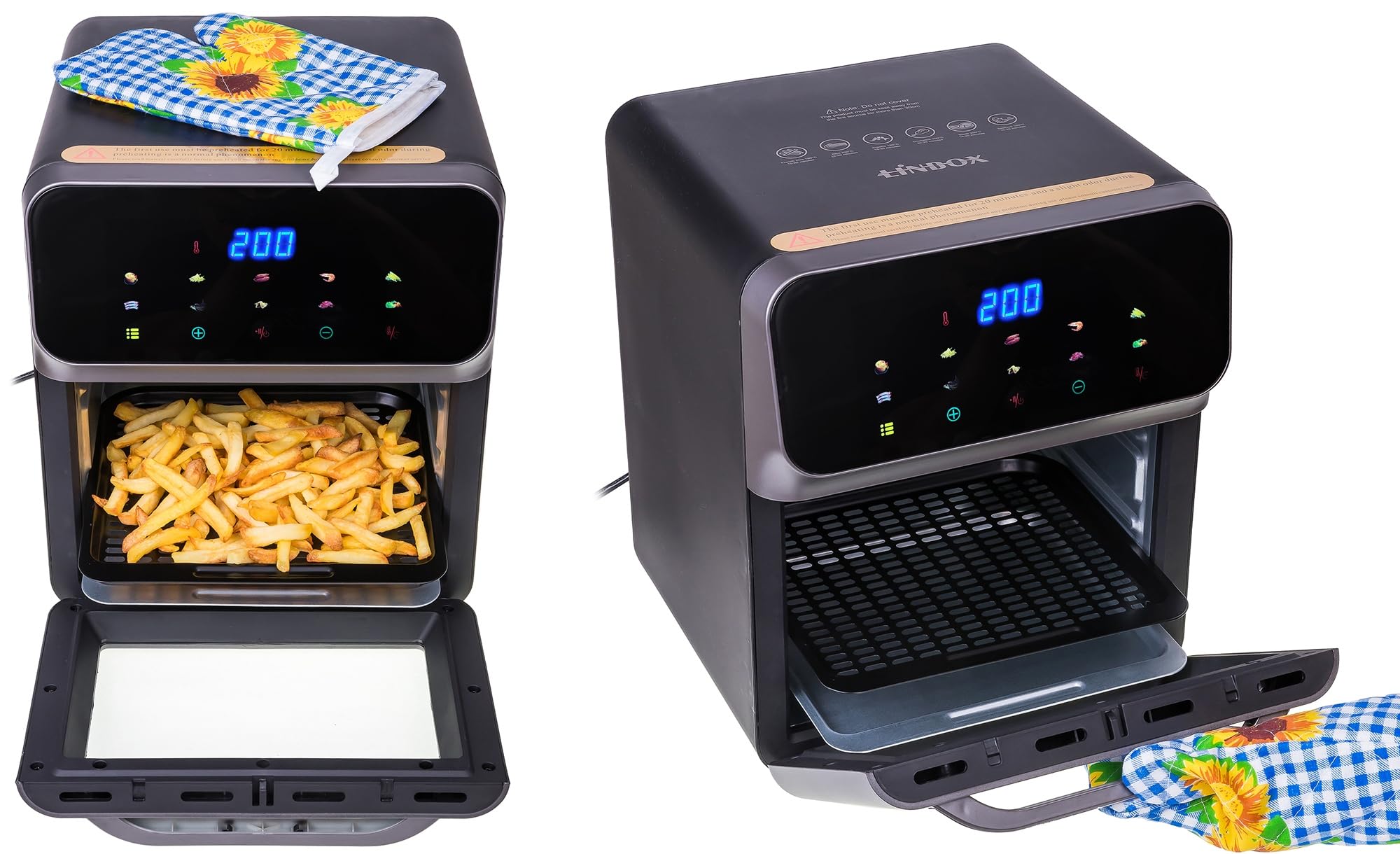 FRYTKOWNICA PIEKARNIK BEZTŁUSZCZOWY AIR FRYER LINBOX INOX CZARNY