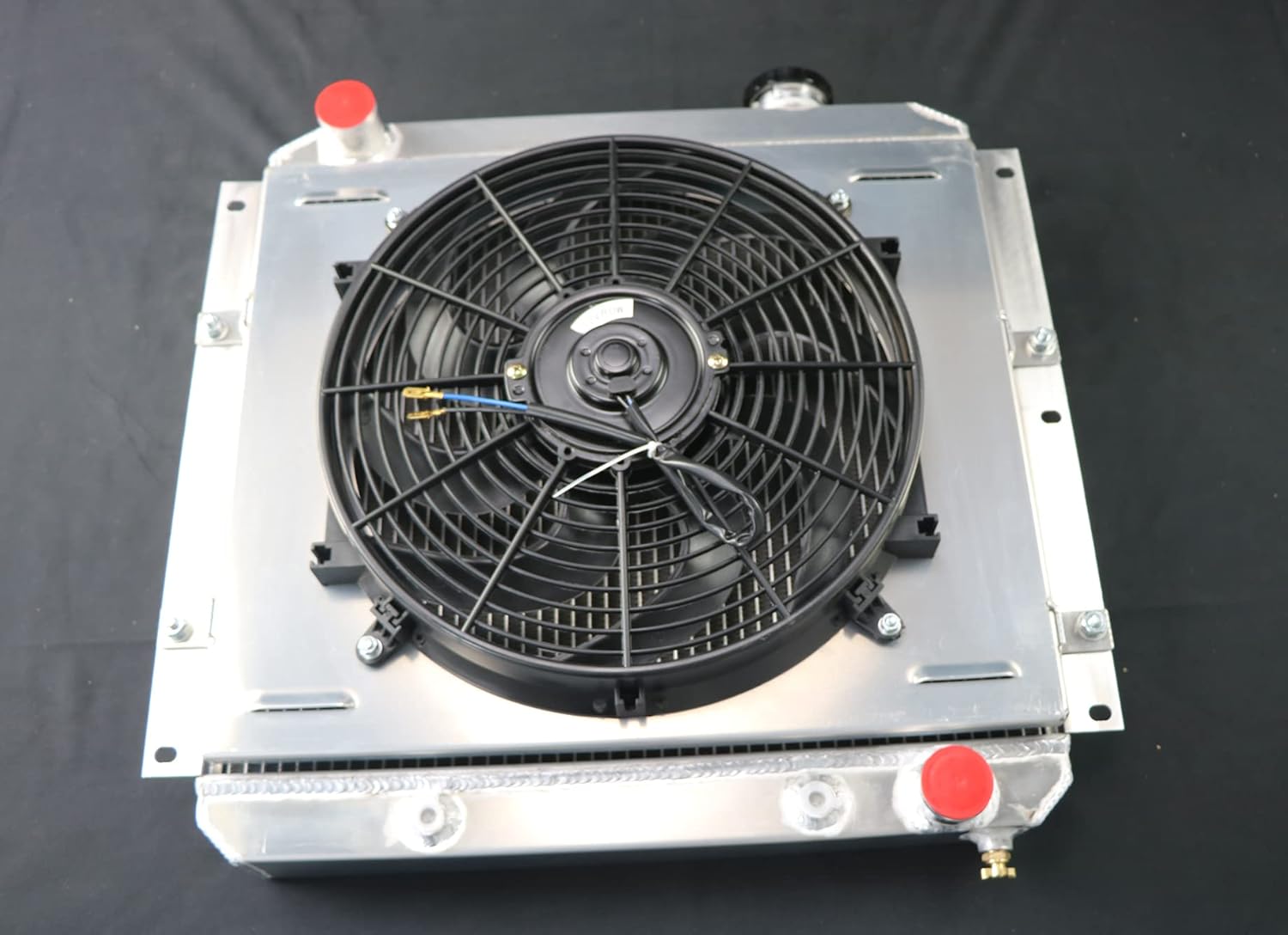 CU180 Radiator Compatible with 1960-1984 Toyota Land Cruiser 3.9L 4.2L L6 Sport Utility, Toyota Land Cruiser Radiator, 3 Row Radiator + Shroud/Fan + Relay Kit