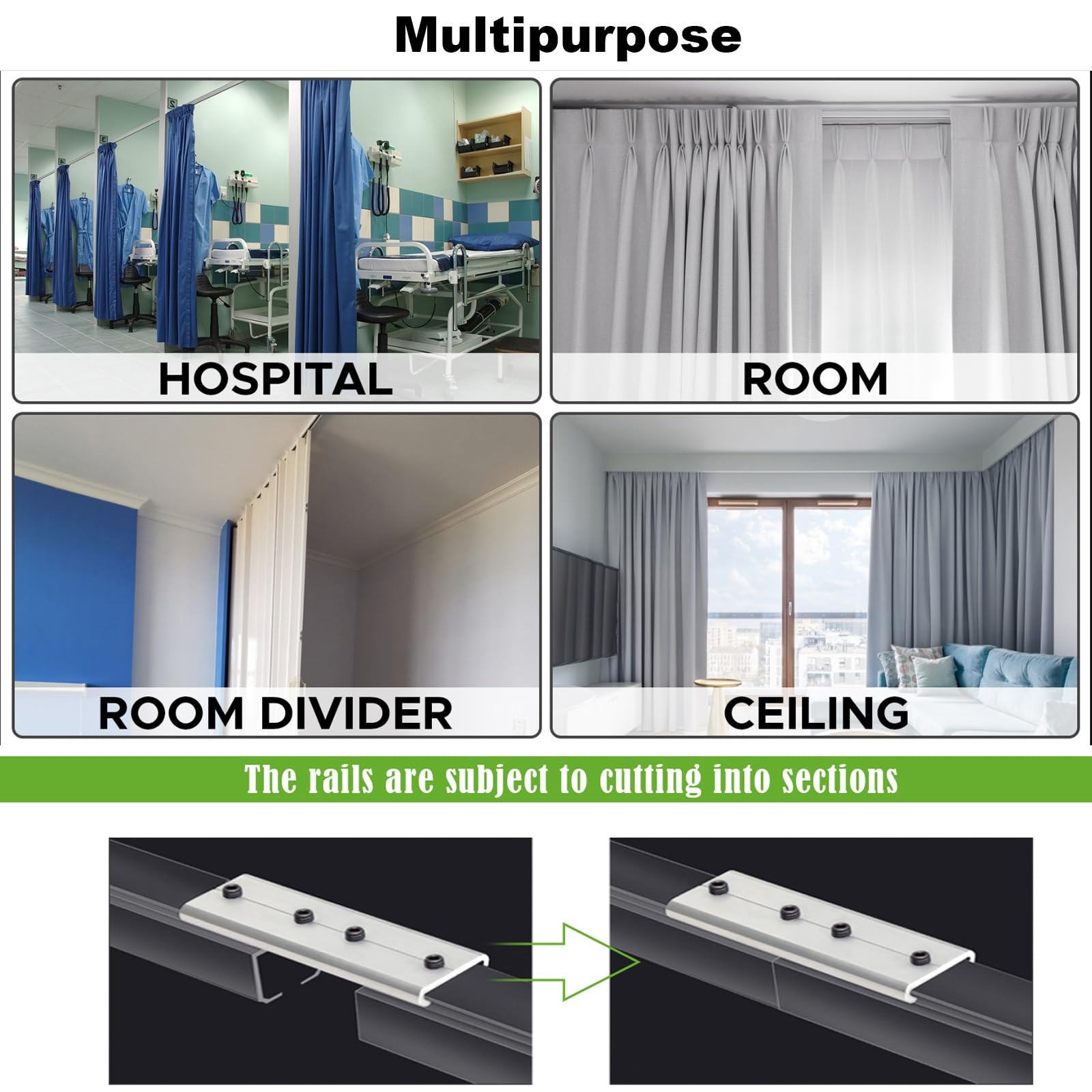LIYI929GP Ensemble De Rail À Rideaux en Aluminium, Rail Rideau Plafond, Séparateur De Pièce Salon Chambre, Flexible Rails Et Tringles À Rideaux pour Salles De Bains, Bureaux, Hôtels, Hôpitaux