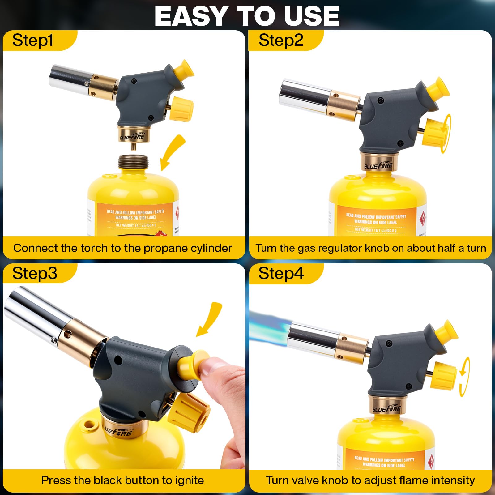 Amazon.com: BLUEFIRE propane torch Handy Torch Head Push Button