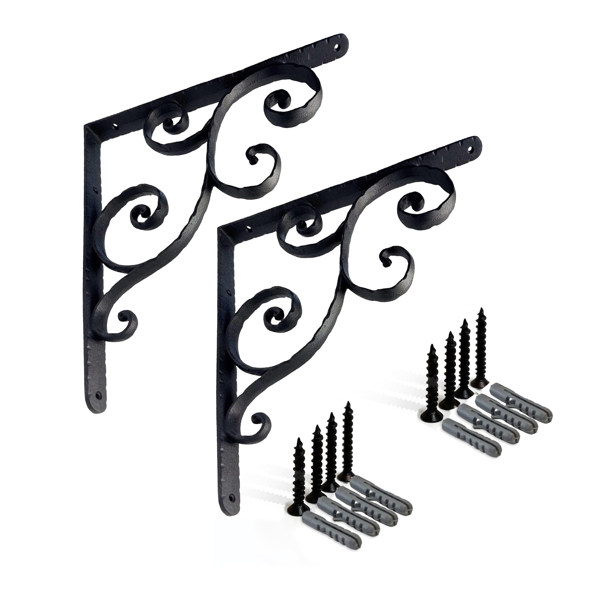 NACHJS-90-072 Rustic Shelf Bracket, Black, M